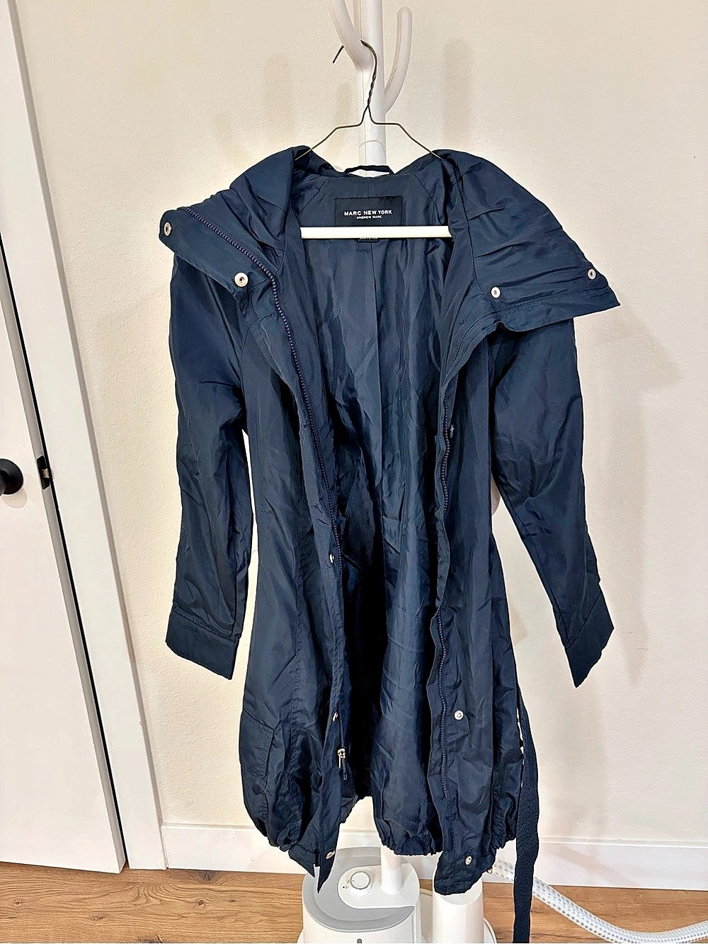 Marc New York Women's Hooded Trench Coat in Blue Size XS